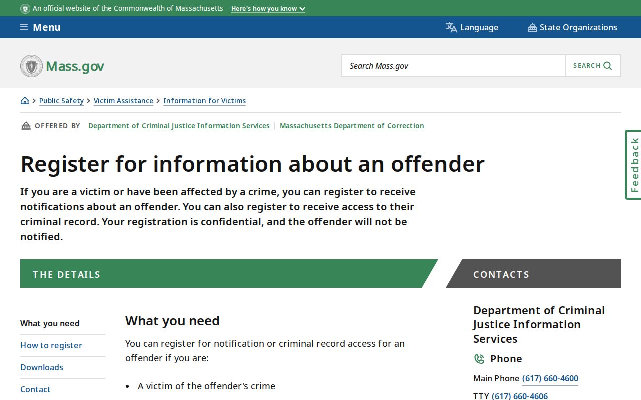 Massachusetts confidential victim notice for a Dukes County release