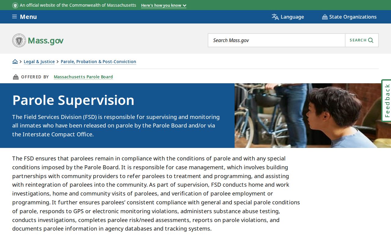 Massachusetts parole supervision routes affecting Dukes County releases